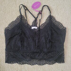 AVID LOVE Bralette Tank Top Lace XL Black Sexy And Dainty Detail Wimsygoth